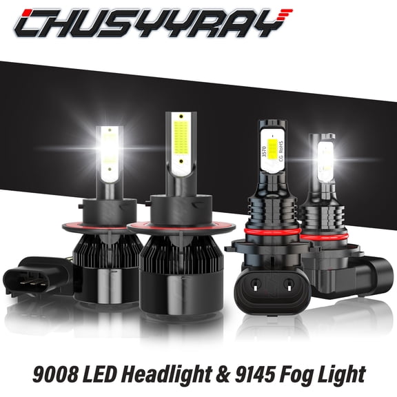 CHUSYYRAY 9008 9145 LED Headlight Dual Beam Fog Light Bulbs Upgrade Kit 6000K White 4Pcs