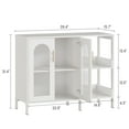 thumbnail image 2 of Buffet Sideboard Cabinet Wooden Storage Cabinet with Glass Doors Two Metal Handles Storage Cabinet with Adjustable Shelves Modern Sideboard Cabinet for Living Room Kitchen Dining Room, 2 of 9