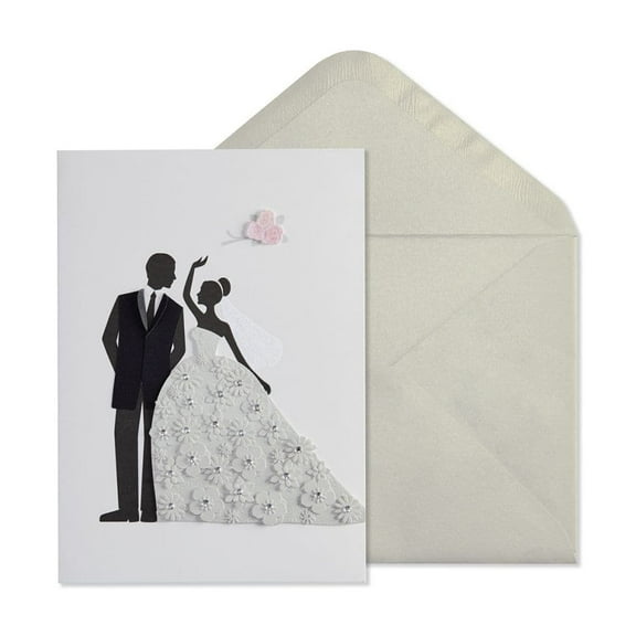 NIQUEA.D, Bride and Groom with Flowers Wedding Card