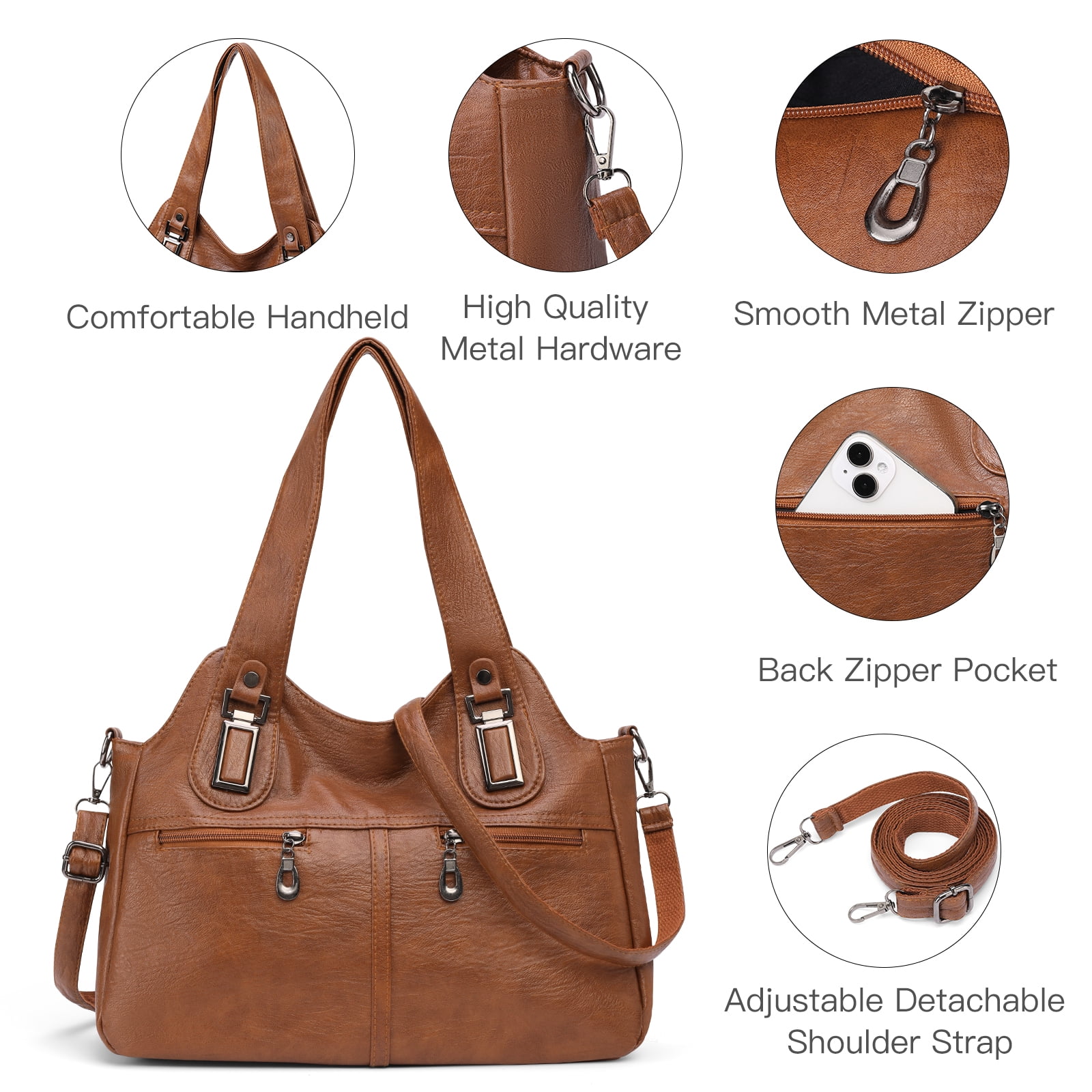 KALUNMA Hobo Bag for Women Crossbody Purse and Handbags Ladies Leather Shoulder Bags
