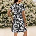 thumbnail image 5 of Nmnitkp Dresses for Women Casual Summer T-Shirt Dress, V-Neck Short Sleeve Empire Waist Loose Fit Flowy Mini Dress with Pockets, Solid Color for Everyday & Vacation Wear Black,S, 5 of 7