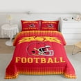 thumbnail image 2 of jejeloiu Football Sport Games Full Size Comforter Sets,Red Yellow Bedding Sets For Rugby Gamer Reversible 3pcs, 2 of 8