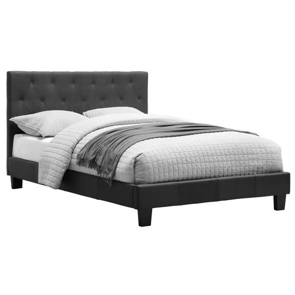 Furniture of America Warscher Fabric Queen Tufted Platform Bed in Gray