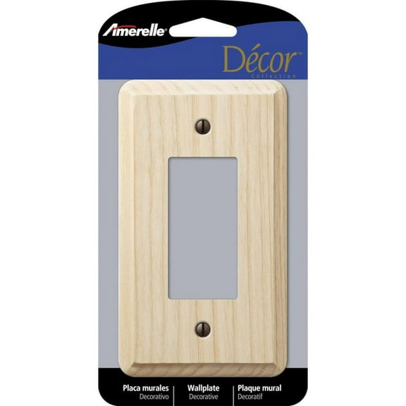 1 Pc, Amerelle Contemporary Unfinished Beige 1 Gang Wood Decorator Wall Plate 1 Pk