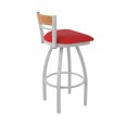 thumbnail image 2 of 881 Revelle 30" Swivel Bar Stool with Anodized Nickel Finish, Medium Back and Canter Red Seat, 2 of 5