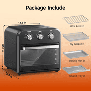 Toaster Oven Air Fryer Combo, 1300W 5 in 1 Convection Oven Countertop, Air Fry, Toast, Bake, Roast and Warm Options, 15QT Capacity, Easy to Clean