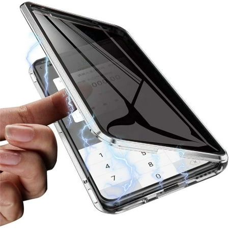 Anti Peep Magnetic Custodia per Huawei Honor 20 Pro Cover 360 Gradi Protettiva Case Adsorbimento Magnetico Paraurti in Metallo Anti Spia Custodia Privacy Vetro Temperato Flip Anti Spy Cover,Verde