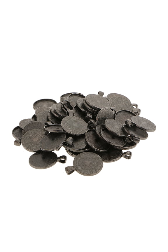 50pcs Round Bezel Pendant Trays Blank Base Crafting Jewelry Findings 1"""""""" Black