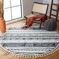 thumbnail image 2 of SAFAVIEH Moroccan Tassel Lorinda Southwestern Shag Area Rug, Black/Ivory, 6'7" x 6'7" Round, 2 of 8