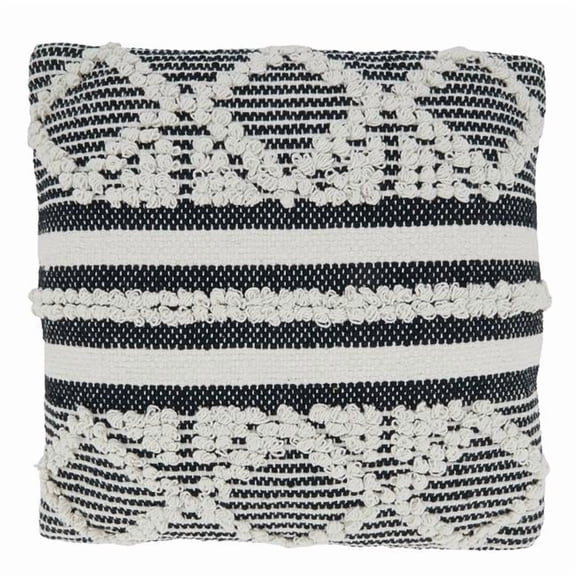 Saro 2906.BW18SD 18 in. Diamond Moroccan Design Square Throw Pillow with Down Filling, Black & White