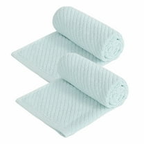 PiccoCasa 2PCS 100% Cotton Ribbed Hand Towels 13" x 29" Quick Dry Blue