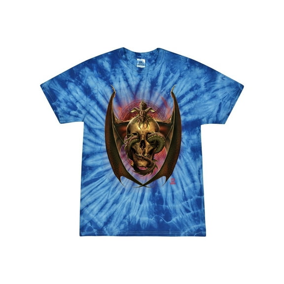 Wild Bobby, Dragon Sitting on Skull, Pop Culture, Tie-Dye Tees, Spiral Royal, Large