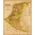thumbnail image 2 of Vintage Maps 15x18 Black Ornate Wood Framed with Double Matting Museum Art Print Titled - Holland and Belgium 1844, 2 of 4