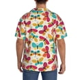 thumbnail image 3 of Balery Colorful Butterflies Camisa Casual de Manga Corta con Botones para Hombre, Texturizada, Estilo Cubano, para Playa, Verano-Medium, 3 of 5