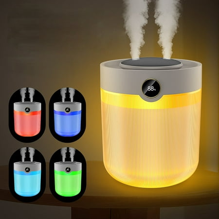 

Dengmore 2L Large Capacity Humidifier with Dual Nozzle Quiet Cool Mist Humidifier with Night Light Essential Oil Diffuser Desktop Digital Humidifier for Bedroom Office Plants Room