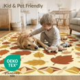 thumbnail image 4 of ODIKA 8'x10' Washable Area Rug Non-Slip Chair-Friendly Mat Orange Mid Burnt Century Scattered Fall Motifs Interlocking Bathroom for Dining Room, Large Office, Lounge, 4 of 7