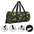 thumbnail image 5 of Xecao Light Green Excavator print Round Travel Duffel Bag is a foldable gym bag with an inner pocket, perfect for travel sports, 5 of 8