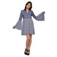 thumbnail image 1 of Moomaya Pleated Dress For Women Plus Size Mini Dress With Long Bell Sleeve, 1 of 6