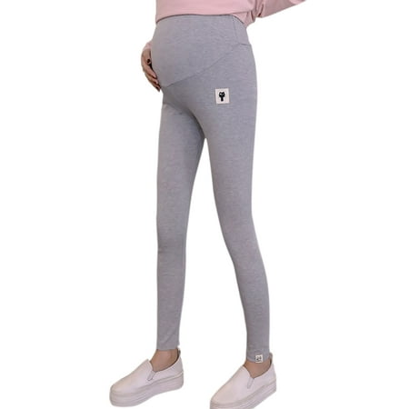 Maternity Pregnancy Over Belly Leggings Stretchy Pencil Pants Trousers Color:Light Gray