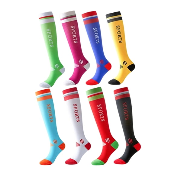 Fewfanhot Men Knee High Sports Socks, Nylon Athletic Long Socks, Striped Knee‑Length Socks for Fitness Running Training