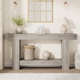 thumbnail image 1 of 63" Console Table for Entryway, Entry Accent Table for Living Room, Long Console Table with Storage, Farmhouse Hallway Table with 2-Tier Storage Shelf, Rectangular Sofa Table, 1 of 7