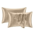 thumbnail image 2 of Cooling Satin Pillowcase Set of 2 Luxury Ice Silk Bedding for Hair and Skin Soft Breathable Washed Faux Silk Pillow Covers with Envelope Closure 20x29 Inch Khaki, 2 of 8