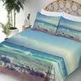thumbnail image 4 of Ambesonne Tree Fitted & Top Sheet Set with Shams, Ocean Seychelles, Turquoise Sky Blue Umber, 4 of 7