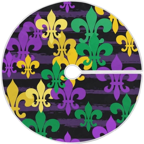 GZHJMY Mardi Gras Christmas Tree Skirt, Tree Skirt for Holiday Party Home Christmas Day Ornaments, 47.2"