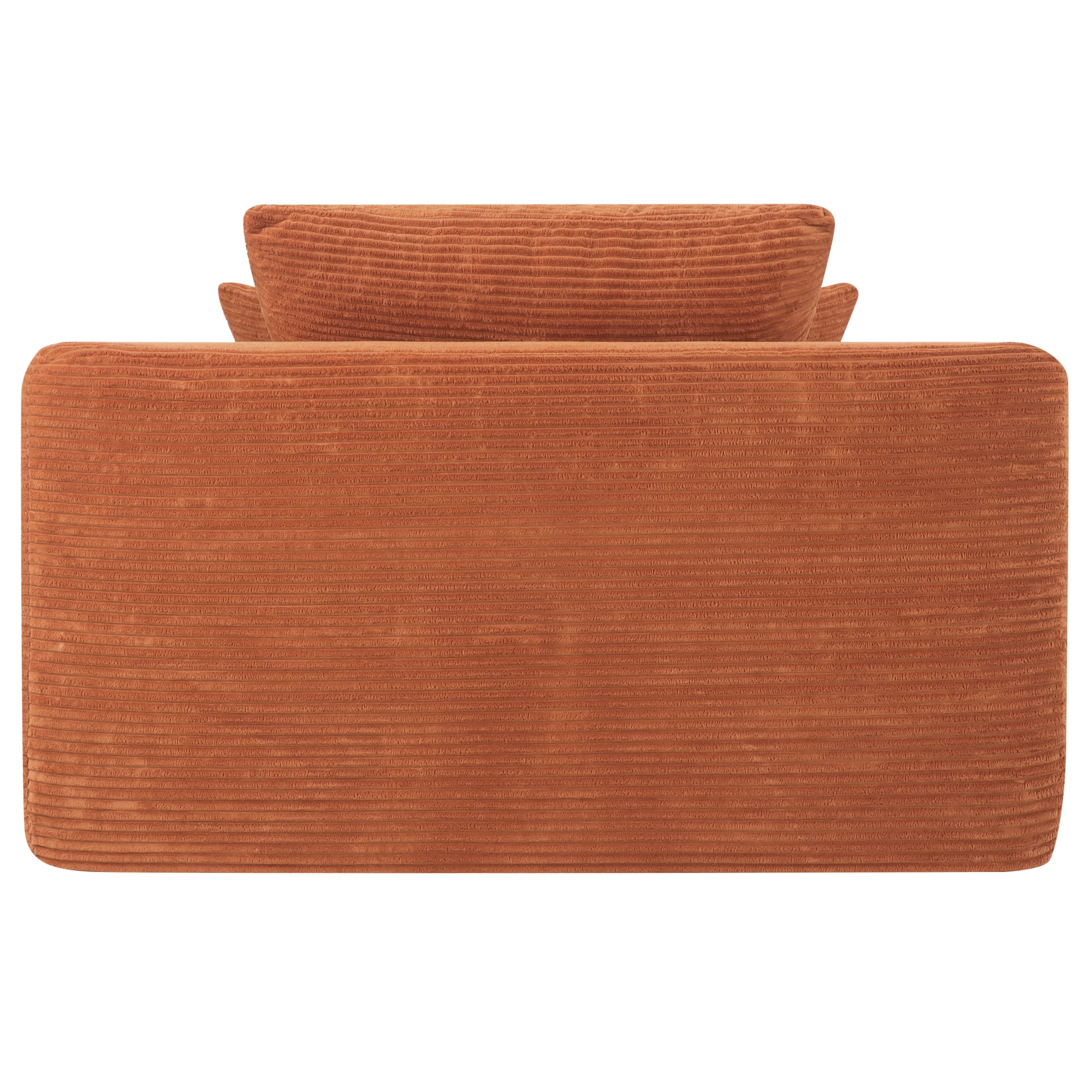 Leumius Oversized Chaise Lounge Chair Indoor,Upholstered Corduroy Cloud Couch Boneless Sofa Bed with Wide Armrest & Throw Pillows,Cup Holder for Living Room,Bedroom,No Assembly Required,Orange