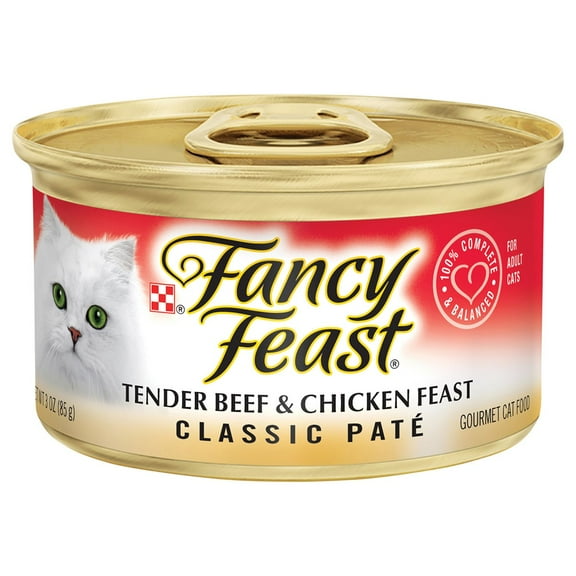 ( 4 Pack ) Fancy Feast Cat Food, Gourmet, Tender Beef & Chicken Classic Pate 3 Oz Cans