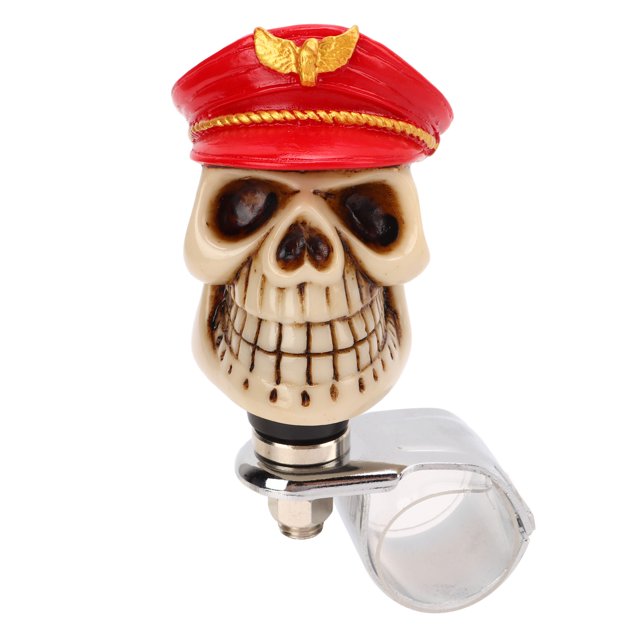 Giratorio para volante con forma de calavera de 3 cm de diámetro, pomo giratorio de resina metálica para coches, camiones, tractores, barcos, color rojo