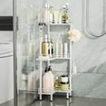 thumbnail image 3 of 3-Tier Stainless Steel Corner Shower Caddy with Soap Holder and 4 Hooks, White, Floor Mount, Polished Finish, 3 of 15