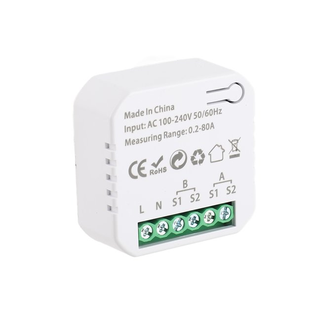 Compteur 80A Intelligent Bilatéral WiFi avec 2 Pcs 80A CT Transformateur de Courant Pinces Capteurs Application en Temps Réel et Assistant Vocal Télécommande Consommation d'Énergie KWh