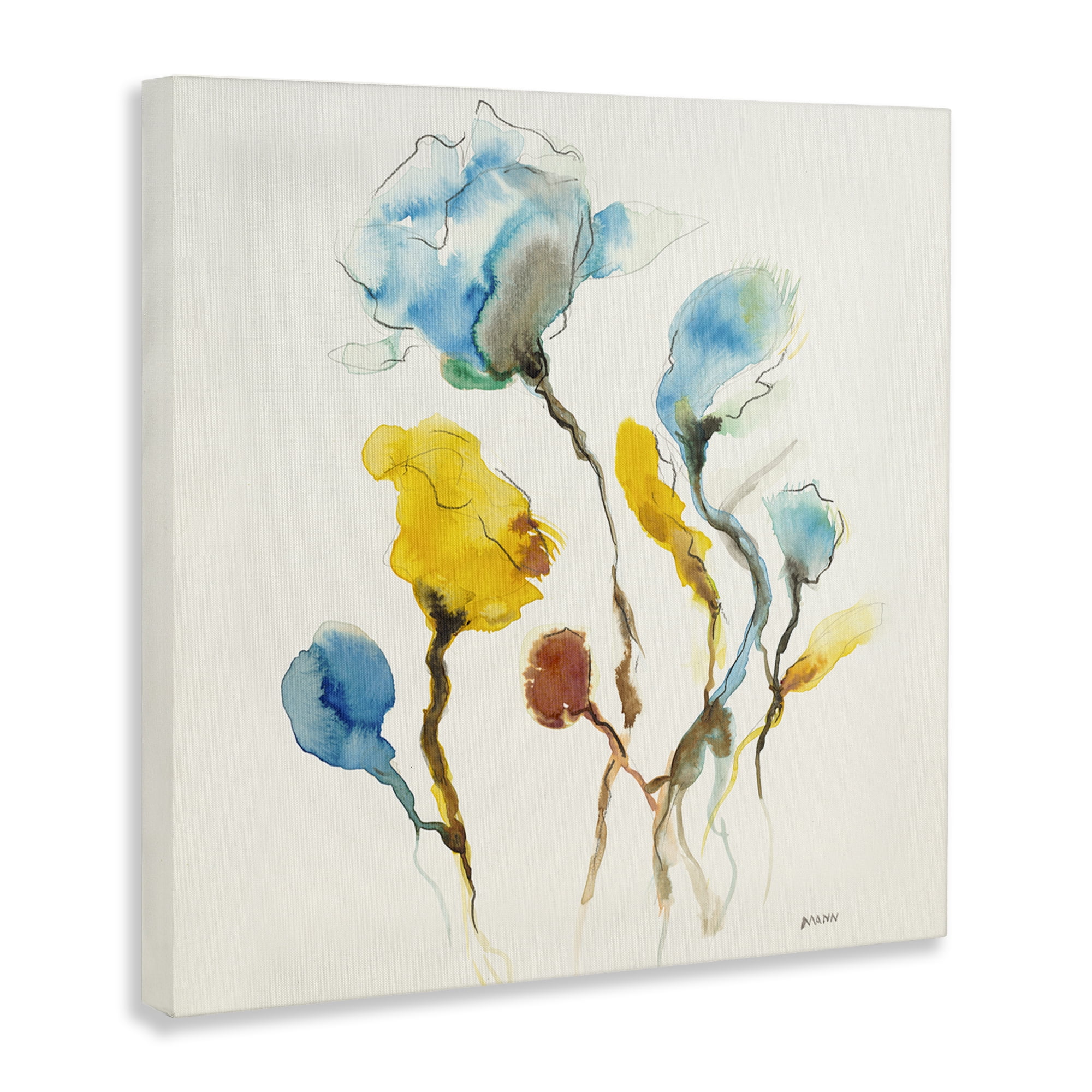 Stupell Industries Modern Watercolor Blooms Abstract Painting Wrapped Canvas Art Print Wall Art, 24 x 24