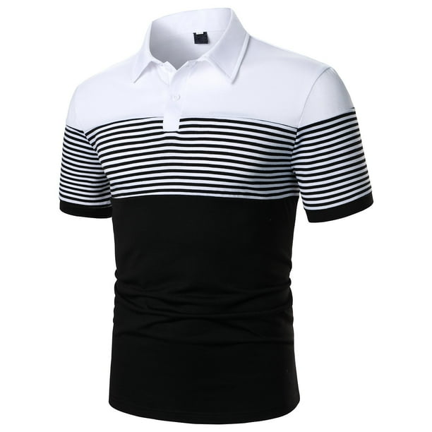 Gibobby Camisa Polo Hombre Playeras Polo para Hombre Casuales Moda Camisas Caballero Camisetas Cuello Mao Manga Corta(Negro,G)