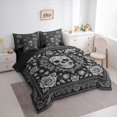 thumbnail image 2 of Homewish Bohemian Skull Damask 7-Piece Twin Bedding,Halloween Bedding Comforter Set,Black Gray,Black Reversible, 2 of 8