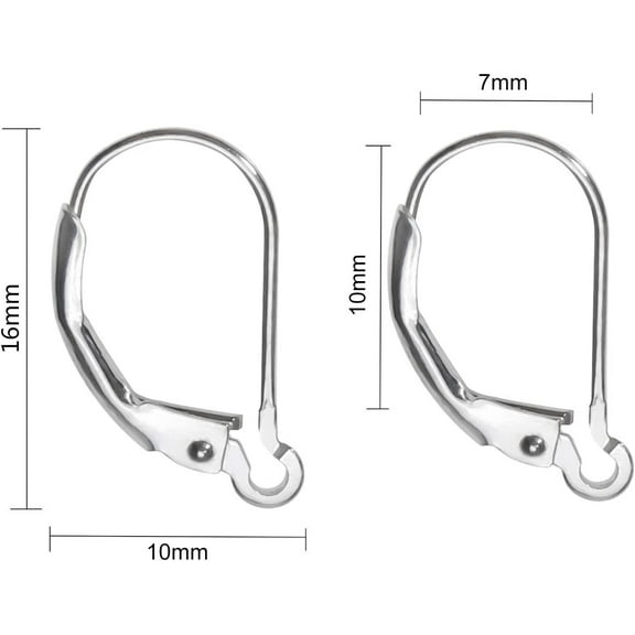 TOAOB 8pcs 925 Sterling Silver Leverback French Earring Hooks 10x16mm Hypo Allergenic Interchangeable Dangle Ear Wire Findings for Jewelry Making