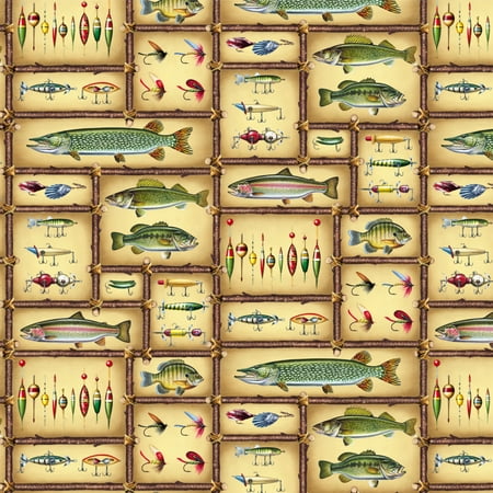 Colorful Fish and Fishing Lures Premium Roll Gift Wrap Wrapping Paper ...