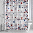 thumbnail image 3 of Vintage Star Shower Curtain for Bathroom Decor, Flag Red Blue Star Fireworks Independence Day Wood Waterproof Fabric Shower Curtain, 66"x72" Set with 12 Hooks, 3 of 9
