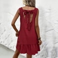 thumbnail image 5 of Admvng Dress for Women Ruffle Hem Sleeveless Round Neck Summer Vacation Sundress, 5 of 7