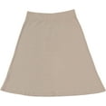 thumbnail image 1 of BGDK Women's Basic Plain Stretchy Ribbed Knit Knee Length A-Line Skirt light mink x small, 1 of 5