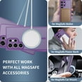 thumbnail image 4 of ELEHOLD Slim Magnetic Mag-Safe Case for Samsung Galaxy S25 Ultra, Shockproof Matte Protective Drop Protection Anti-Fingerprint Grip Camera Lens Bumper Case Cover with Screen Protector,Darkpurple, 4 of 6
