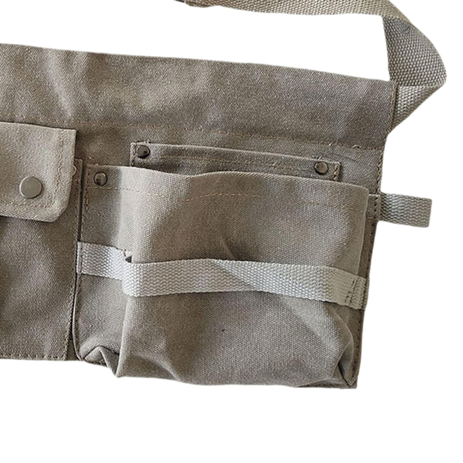 simhoa Tool Waist Bag Portable Tool Bag Large Capacity Canvas Waist Pocket Belt Waist Bag Tools Organizer for Electricians Builders Gray