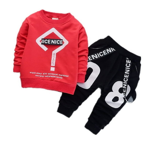 Spring and Autumn Boys' Baby Clothing Set Fashion Cotton Top casual two-piece boys' question mark long-sleeved suit