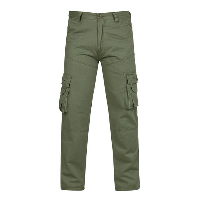 Yuyuzo Mens Cargo Pants Plus Size Straight Leg Low Waisted Trousers with Multi Pockets Classic Cargos Solid Color