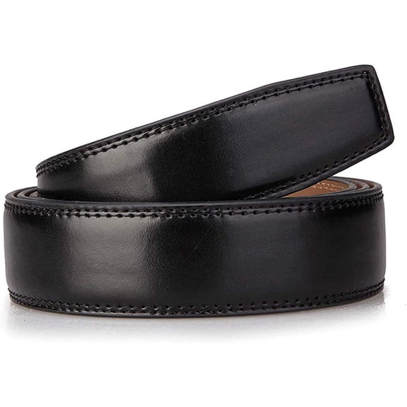 Men's Genuine Leather Belt without Buckle Ratchet Belt 35mm 1 3/8",replacement belt