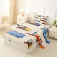 thumbnail image 2 of Castle Fairy Vintage Steam Train Twin Sheet Sets 3pcs for Youth, Classic Locomotive Art Bedding for Bedroom, Beige Blue, 2 of 6