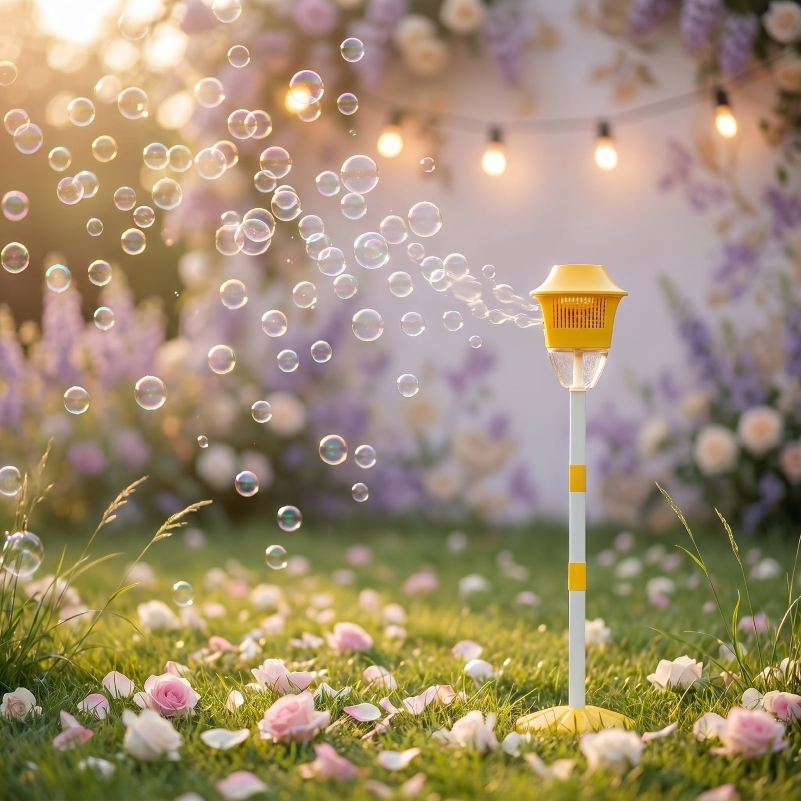 Bubble Machine Maker Stand, Adjustable Height Magical Bubble Torch Garden Lamp Rechargeable with Lights and Music, Vertical Bubble Machine for Wedding Birthday Christmas Outdoor