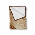 thumbnail image 2 of Chocolate Soft Flannel Fleece Blanket, Brown Toned Classical Medieval Foliage Motifs with Curved Stripes Pattern, Cozy Plush for Indoor and Outdoor Use, 60" x 80", Pale Brown Beige, by Ambesonne, 2 of 6