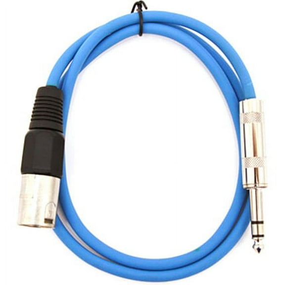 Seismic Audio SATRXL-M3, Blue 3' XLR Male to TRS Patch Cable